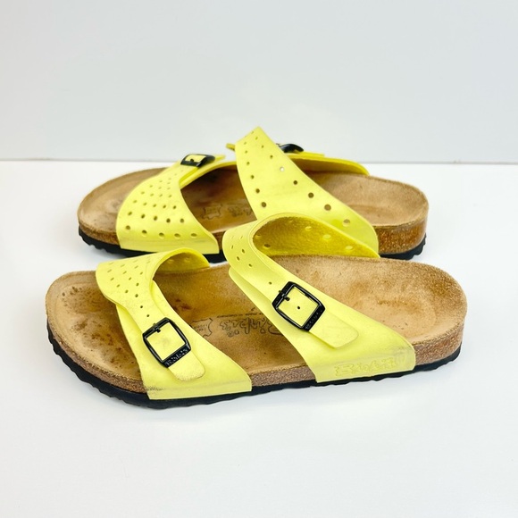 Birkenstock Birka’s Women's Yellow Two Buckle Perforated Sandals Size 9 Casual - Picture 3 of 8